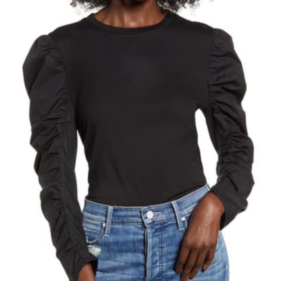 English Factory Tops - English Factory Puff Sleeve Poplin Top